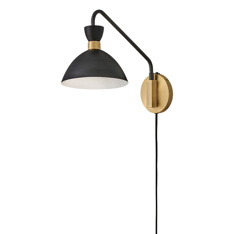 Lark Simon 18in 1-Light Wall Sconce | Mid-Century Modern Matte White Steel and Heritage Brass | Bedroom & Hallway Accent | 18 x 8 x 13 | Model 83250MW-HB
