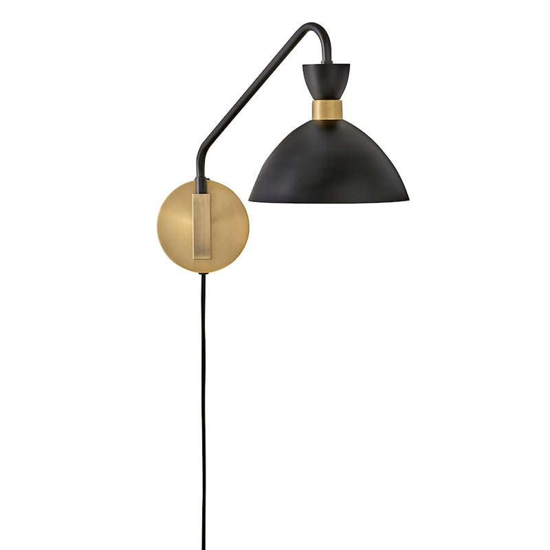 Lark Simon 18in 1-Light Wall Sconce | Mid-Century Modern Matte White Steel and Heritage Brass | Bedroom & Hallway Accent | 18 x 8 x 13 | Model 83250MW-HB