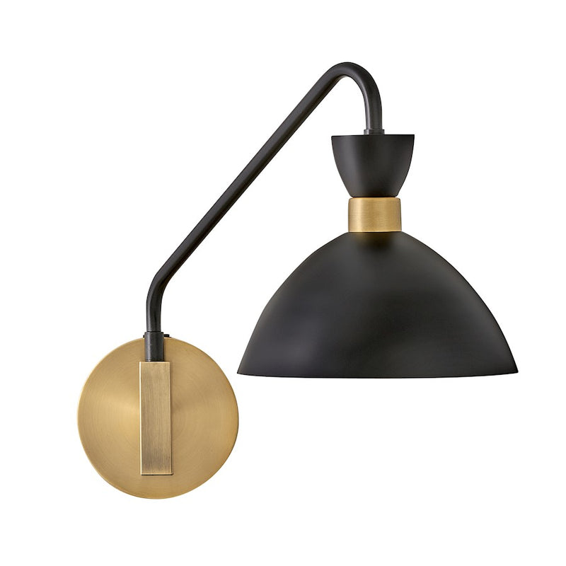 Lark Simon 18in 1-Light Wall Sconce | Mid-Century Modern Matte White Steel and Heritage Brass | Bedroom & Hallway Accent | 18 x 8 x 13 | Model 83250MW-HB