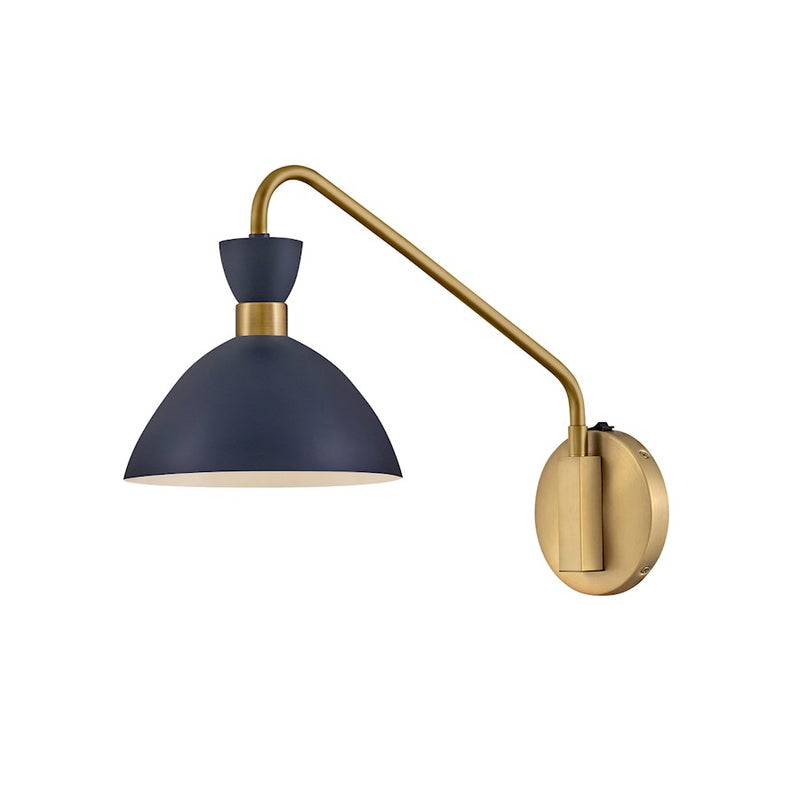 Lark Simon 18in 1-Light Wall Sconce | Mid-Century Modern Matte White Steel and Heritage Brass | Bedroom & Hallway Accent | 18 x 8 x 13 | Model 83250MW-HB