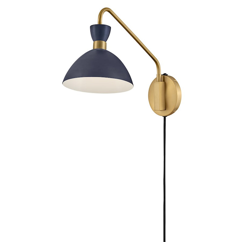 Lark Simon 18in 1-Light Wall Sconce | Mid-Century Modern Matte White Steel and Heritage Brass | Bedroom & Hallway Accent | 18 x 8 x 13 | Model 83250MW-HB