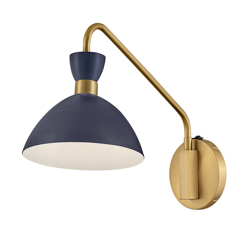Lark Simon 18in 1-Light Wall Sconce | Mid-Century Modern Matte White Steel and Heritage Brass | Bedroom & Hallway Accent | 18 x 8 x 13 | Model 83250MW-HB