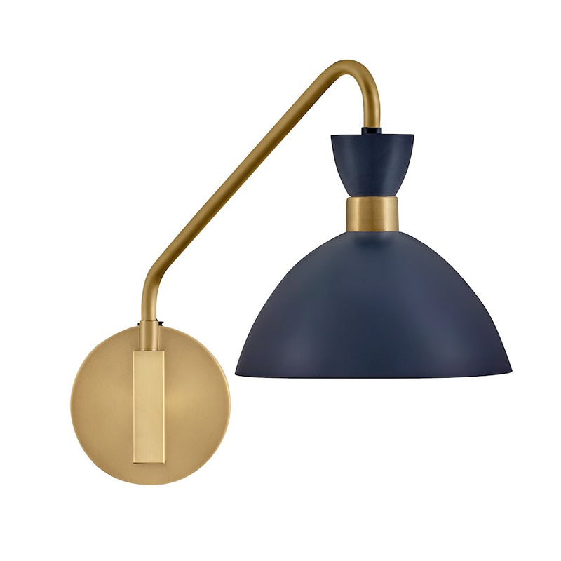 Lark Simon 18in 1-Light Wall Sconce | Mid-Century Modern Matte White Steel and Heritage Brass | Bedroom & Hallway Accent | 18 x 8 x 13 | Model 83250MW-HB