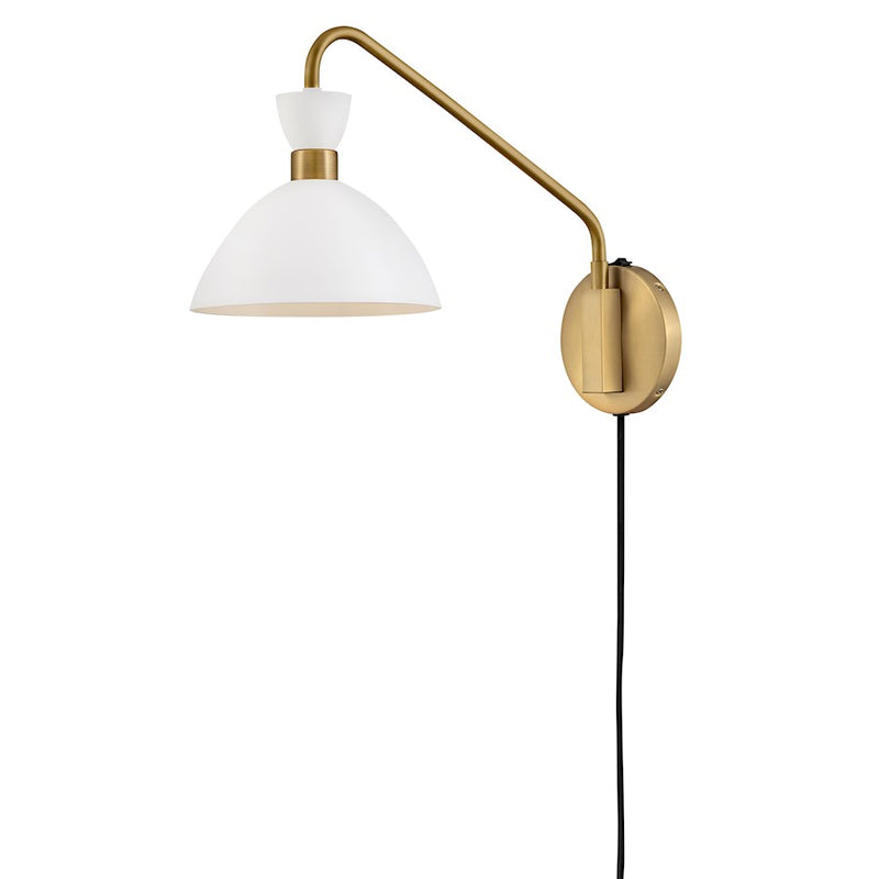 Lark Simon 18in 1-Light Wall Sconce | Mid-Century Modern Matte White Steel and Heritage Brass | Bedroom & Hallway Accent | 18 x 8 x 13 | Model 83250MW-HB
