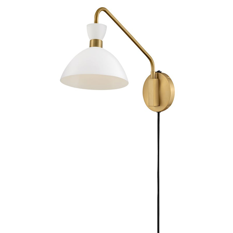Lark Simon 18in 1-Light Wall Sconce | Mid-Century Modern Matte White Steel and Heritage Brass | Bedroom & Hallway Accent | 18 x 8 x 13 | Model 83250MW-HB