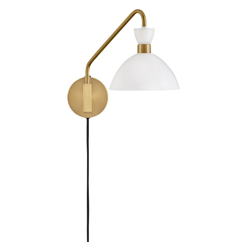 Lark Simon 18in 1-Light Wall Sconce | Mid-Century Modern Matte White Steel and Heritage Brass | Bedroom & Hallway Accent | 18 x 8 x 13 | Model 83250MW-HB