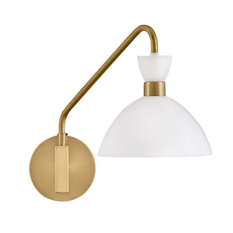 Lark Simon 18in 1-Light Wall Sconce | Mid-Century Modern Matte White Steel and Heritage Brass | Bedroom & Hallway Accent | 18 x 8 x 13 | Model 83250MW-HB