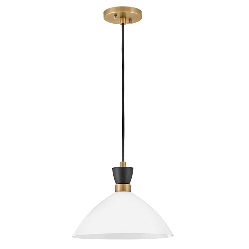 Lark Simon 13in 1-Light Convertible Pendant | Modern Black Steel and Cased Opal Glass | Kitchen Island & Dining Room | 13 x 13 x 10 in | Model 83257BK-CO
