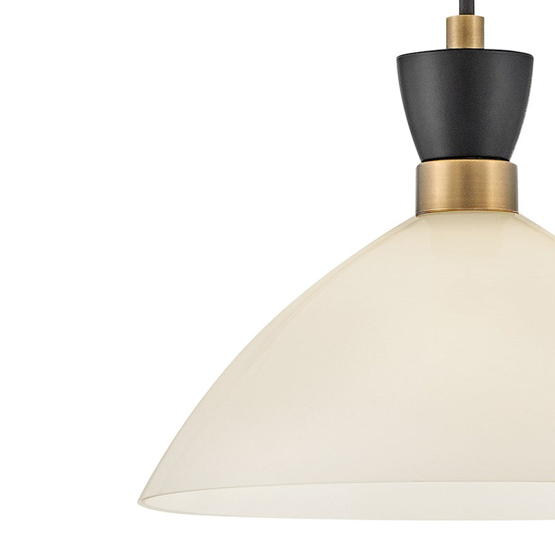 Lark Simon 13in 1-Light Convertible Pendant | Modern Black Steel and Cased Opal Glass | Kitchen Island & Dining Room | 13 x 13 x 10 in | Model 83257BK-CO