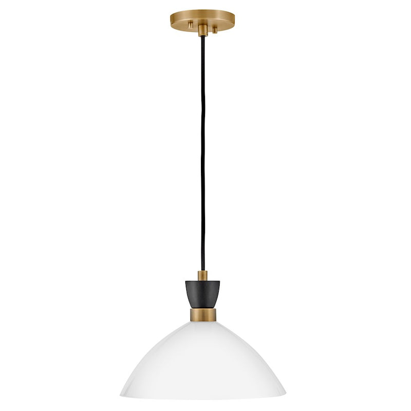 Lark Simon 13in 1-Light Convertible Pendant | Modern Black Steel and Cased Opal Glass | Kitchen Island & Dining Room | 13 x 13 x 10 in | Model 83257BK-CO