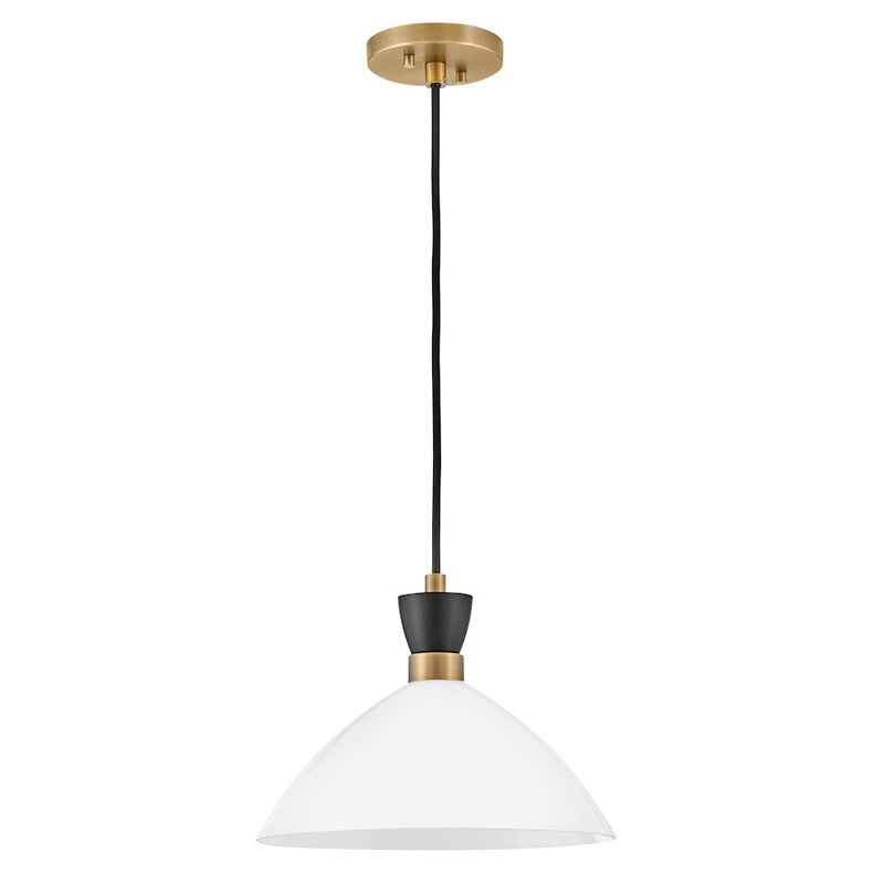 Lark Simon 13in 1-Light Convertible Pendant | Modern Black Steel and Cased Opal Glass | Kitchen Island & Dining Room | 13 x 13 x 10 in | Model 83257BK-CO