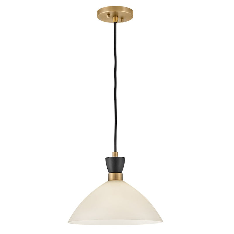 Lark Simon 13in 1-Light Convertible Pendant | Modern Black Steel and Cased Opal Glass | Kitchen Island & Dining Room | 13 x 13 x 10 in | Model 83257BK-CO
