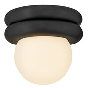 Hinkley Noa 8in 1-Light Flush Mount | Modern Black Steel and Etched Opal Glass | Bedroom & Hallway Ceiling Light | 8 x 8 x 7 in | Model 83291BK