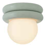 Hinkley Lark Noa 1-Light Flush Mount | Modern Seafoam Steel and Etched Opal Glass | Bedroom & Hallway | 8 x 8 x 7.75 in | Model 83291SF