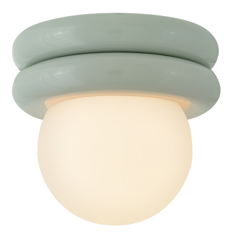 Hinkley Lark Noa 1-Light Flush Mount | Modern Seafoam Steel and Etched Opal Glass | Bedroom & Hallway | 8 x 8 x 7.75 in | Model 83291SF