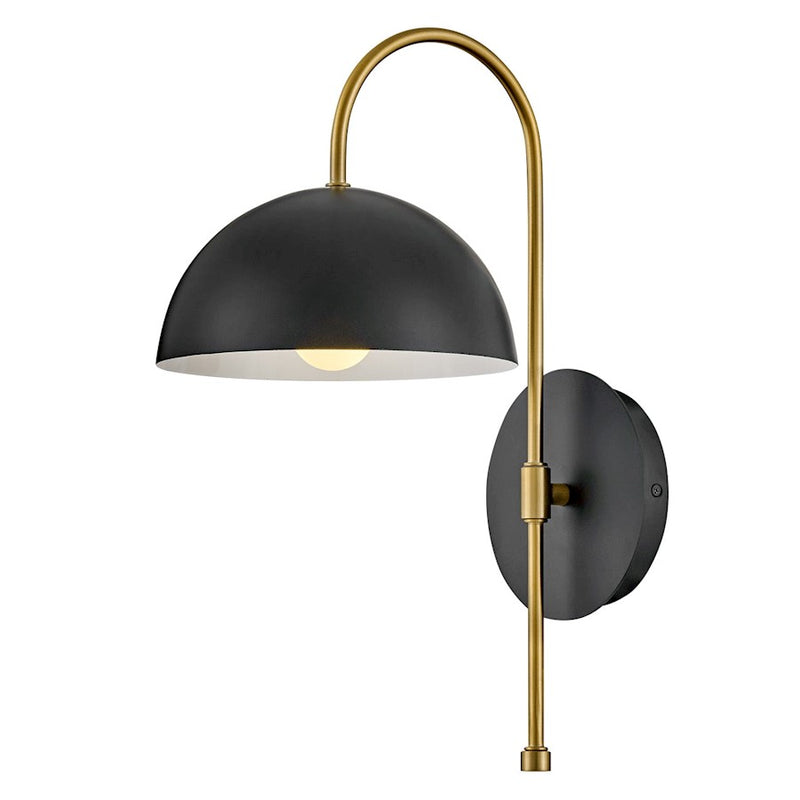 Lark Lou 1-Light Wall Sconce | Modern Black Steel and White Interior | Living Room & Bedroom Accent | 11.75 x 8 x 17 in | Model 83300BK