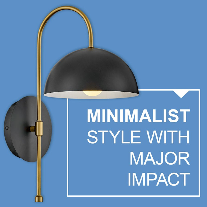 Lark Lou 1-Light Wall Sconce | Modern Black Steel and White Interior | Living Room & Bedroom Accent | 11.75 x 8 x 17 in | Model 83300BK