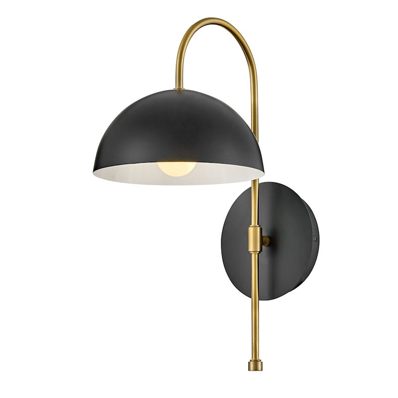 Lark Lou 1-Light Wall Sconce | Modern Black Steel and White Interior | Living Room & Bedroom Accent | 11.75 x 8 x 17 in | Model 83300BK