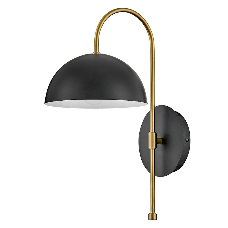 Lark Lou 1-Light Wall Sconce | Modern Black Steel and White Interior | Living Room & Bedroom Accent | 11.75 x 8 x 17 in | Model 83300BK