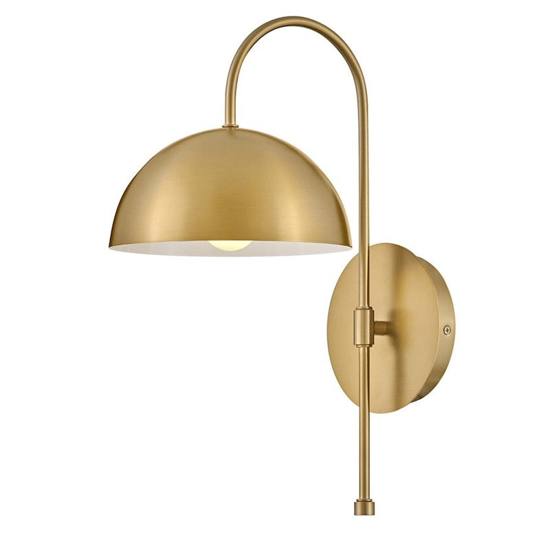 Lark Lou 1-Light Wall Sconce | Mid-Century Modern Steel Lacquered Brass with White Inner Shade | Living Room & Hallway Accent | 11.75 x 8 | Model 83300LCB