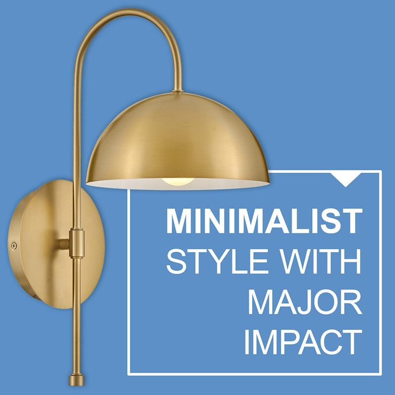 Lark Lou 1-Light Wall Sconce | Mid-Century Modern Steel Lacquered Brass with White Inner Shade | Living Room & Hallway Accent | 11.75 x 8 | Model 83300LCB