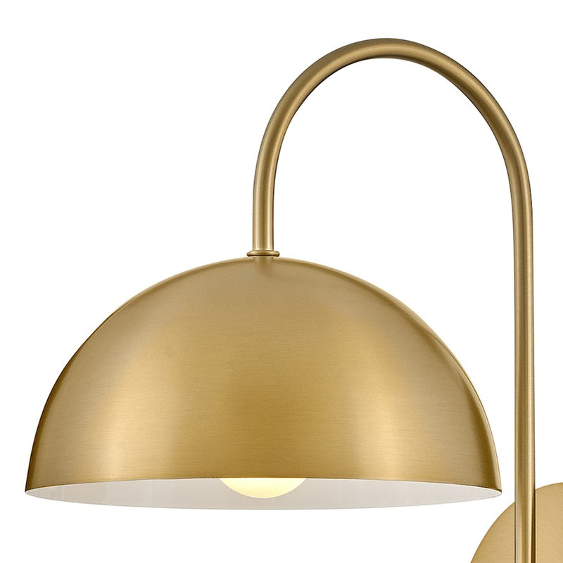 Lark Lou 1-Light Wall Sconce | Mid-Century Modern Steel Lacquered Brass with White Inner Shade | Living Room & Hallway Accent | 11.75 x 8 | Model 83300LCB