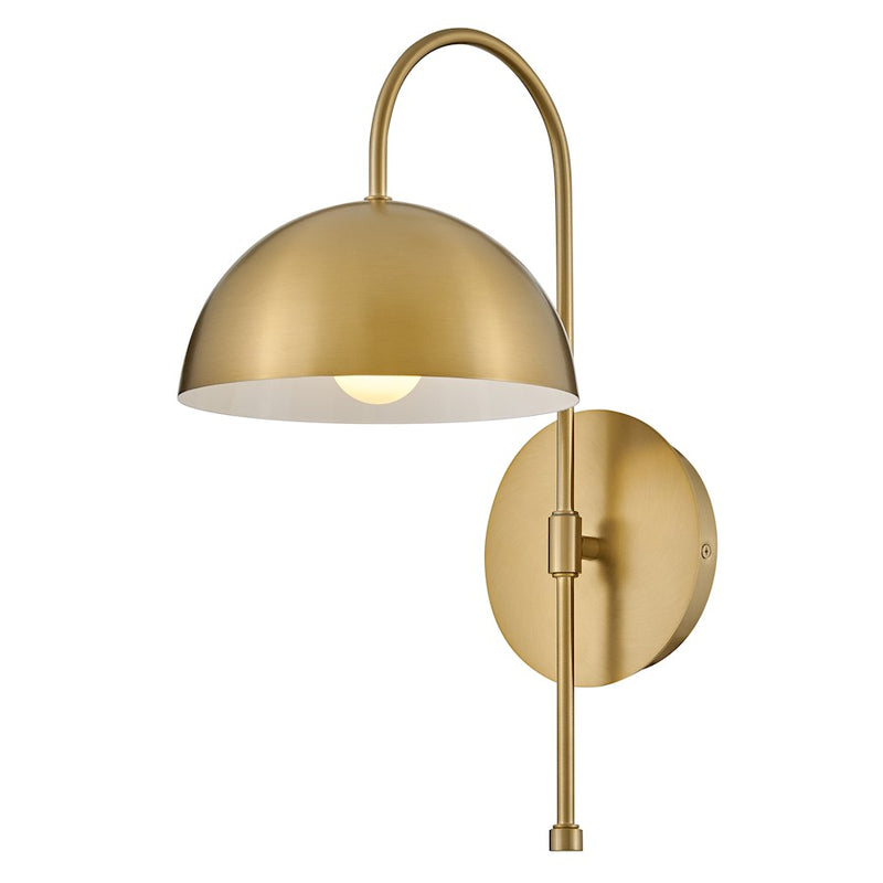 Lark Lou 1-Light Wall Sconce | Mid-Century Modern Steel Lacquered Brass with White Inner Shade | Living Room & Hallway Accent | 11.75 x 8 | Model 83300LCB