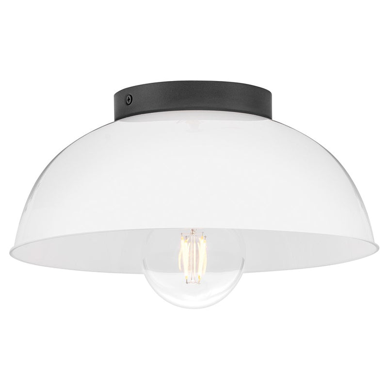 Lark Stu 1 Light Small Flush Mount, Black/Cased Opal