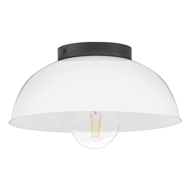 Lark Stu 1 Light Small Flush Mount, Black/Cased Opal