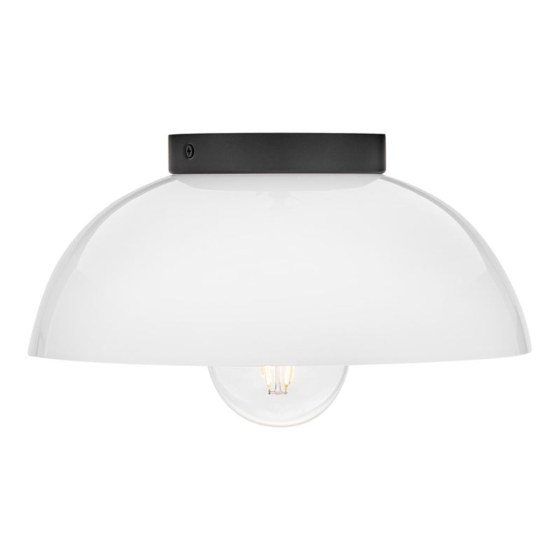 Lark Stu 1 Light Small Flush Mount, Black/Cased Opal