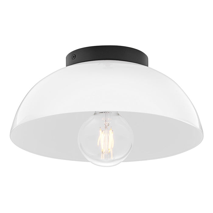 Lark Stu 1 Light Small Flush Mount, Black/Cased Opal