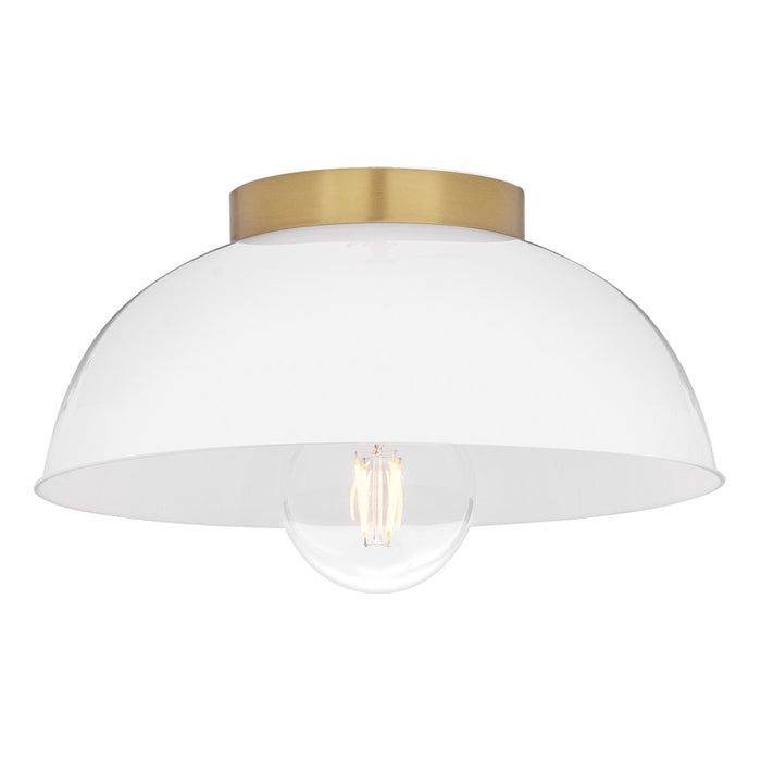 Lark Stu 1 Light Small Flush Mount, Lacquered Brass/Cased Opal