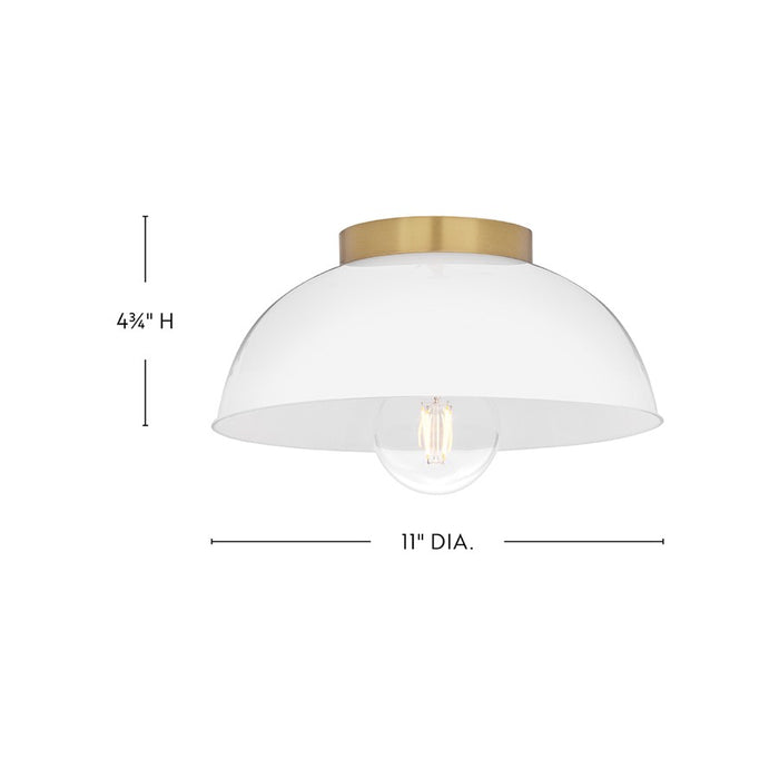 Lark Stu 1 Light Small Flush Mount, Lacquered Brass/Cased Opal