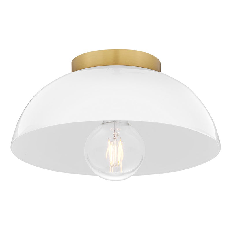 Lark Stu 1 Light Small Flush Mount, Lacquered Brass/Cased Opal