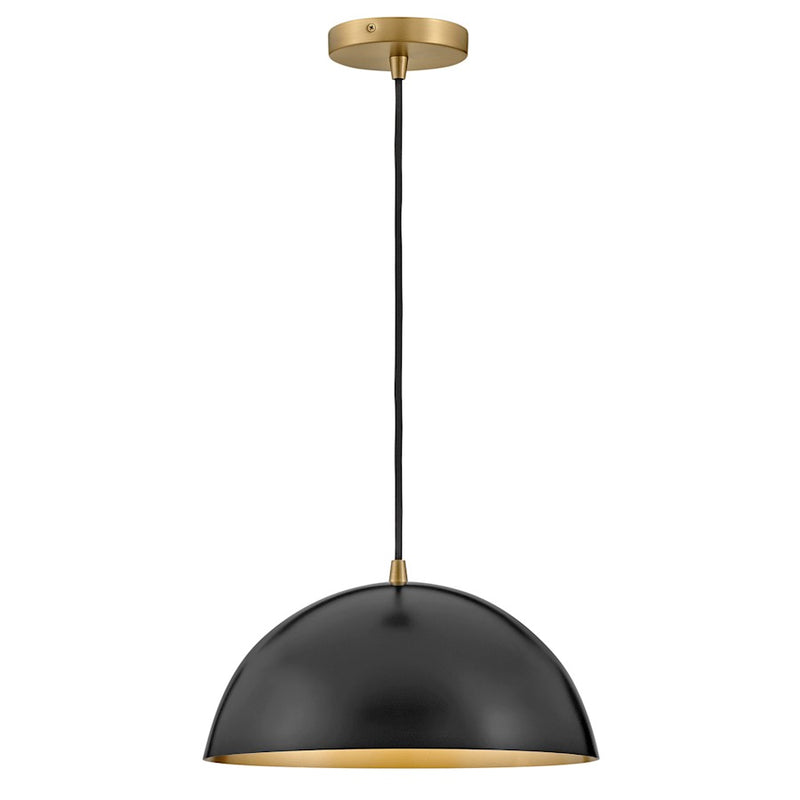 Lark Lou 14in 1-Light Pendant | Modern Matte White Steel and Lacquered Brass Interior | Kitchen Island & Dining Room | 14 x 14 x 7 in | Model 83307MW