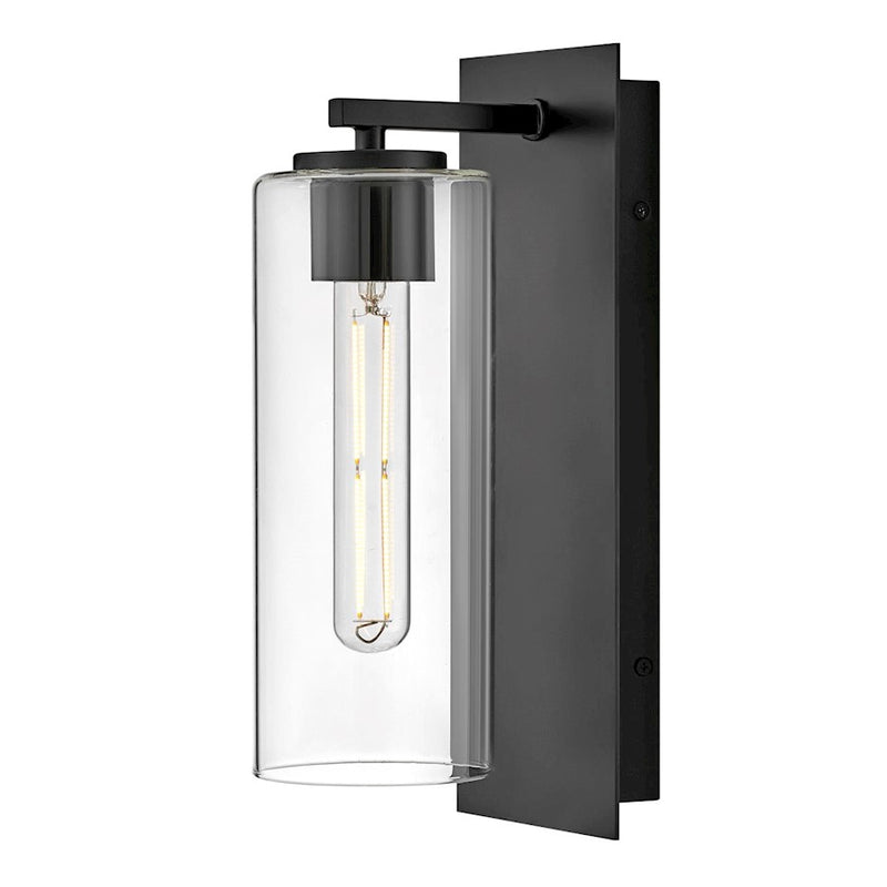 Lark Lane 1-Light Wall Sconce | Transitional Black Steel and Clear Glass | Hallway & Bedroom Accent Light | 6.25 x 5 x 13 in, Dimmable | Model 83370BK