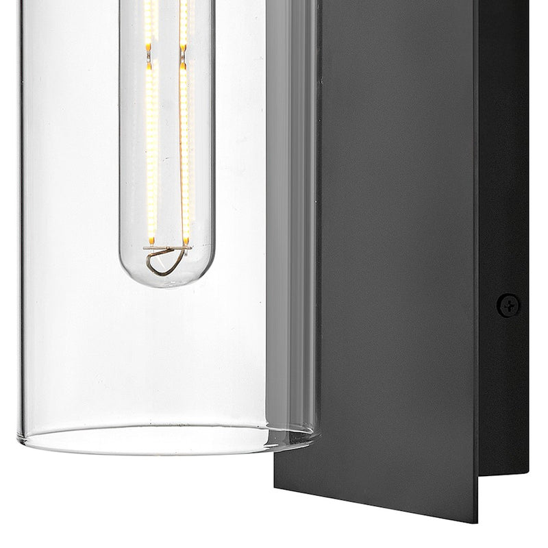 Lark Lane 1-Light Wall Sconce | Transitional Black Steel and Clear Glass | Hallway & Bedroom Accent Light | 6.25 x 5 x 13 in, Dimmable | Model 83370BK