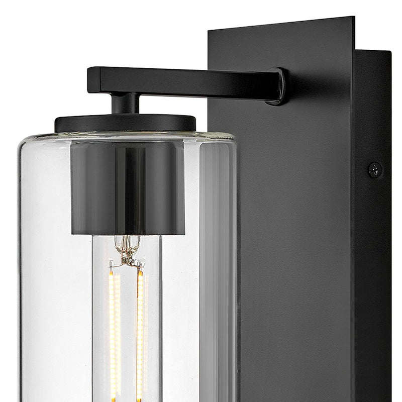 Lark Lane 1-Light Wall Sconce | Transitional Black Steel and Clear Glass | Hallway & Bedroom Accent Light | 6.25 x 5 x 13 in, Dimmable | Model 83370BK