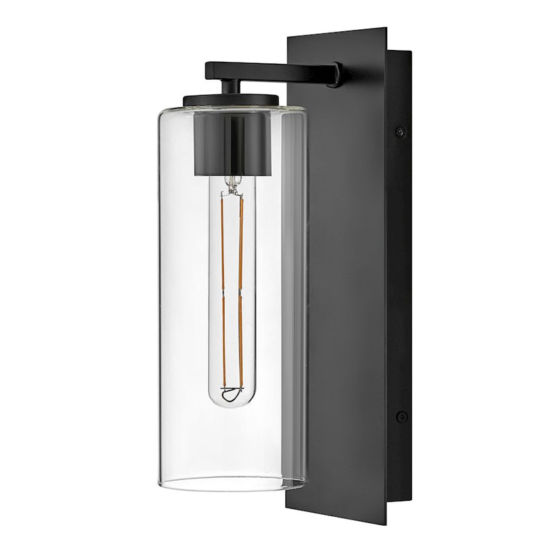 Lark Lane 1-Light Wall Sconce | Transitional Black Steel and Clear Glass | Hallway & Bedroom Accent Light | 6.25 x 5 x 13 in, Dimmable | Model 83370BK