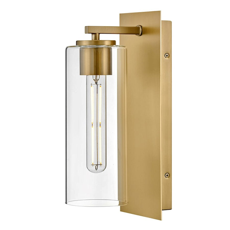 Lark Lane 1-Light Wall Sconce | Transitional Lacquered Brass Steel and Clear Glass | Hallway & Bedroom Accent Light | 6.25 x 5 x 13 in | Model 83370LCB
