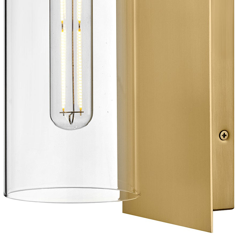 Lark Lane 1-Light Wall Sconce | Transitional Lacquered Brass Steel and Clear Glass | Hallway & Bedroom Accent Light | 6.25 x 5 x 13 in | Model 83370LCB