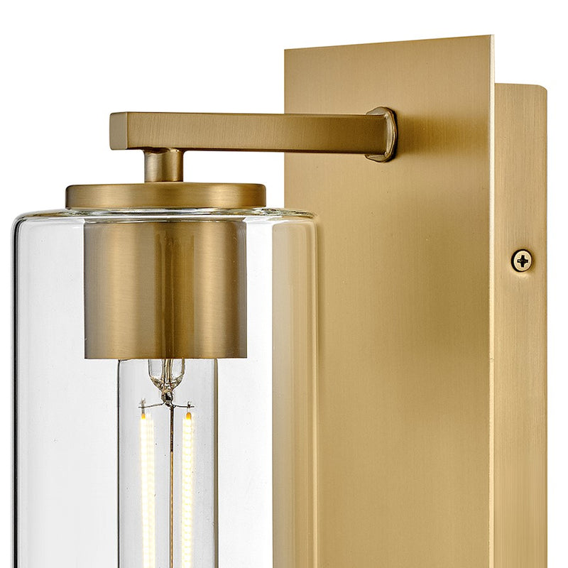 Lark Lane 1-Light Wall Sconce | Transitional Lacquered Brass Steel and Clear Glass | Hallway & Bedroom Accent Light | 6.25 x 5 x 13 in | Model 83370LCB