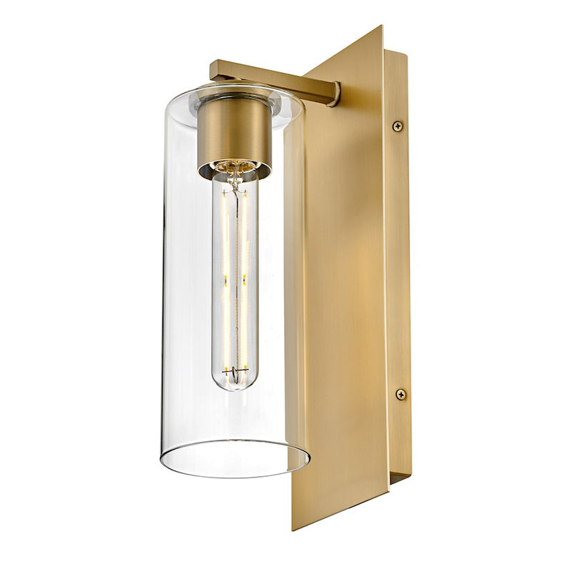 Lark Lane 1-Light Wall Sconce | Transitional Lacquered Brass Steel and Clear Glass | Hallway & Bedroom Accent Light | 6.25 x 5 x 13 in | Model 83370LCB