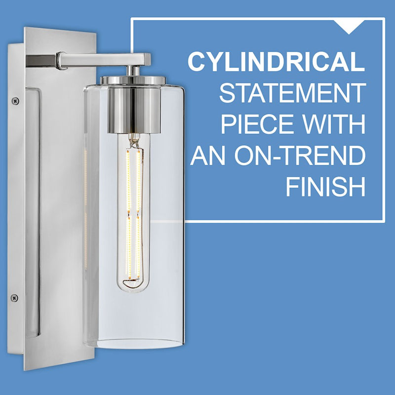 Lark Lane 1-Light Wall Sconce | Transitional Polished Nickel Steel and Clear Glass | Bedroom & Hallway Accent Light | 6.25in Extension | Model 83370PN