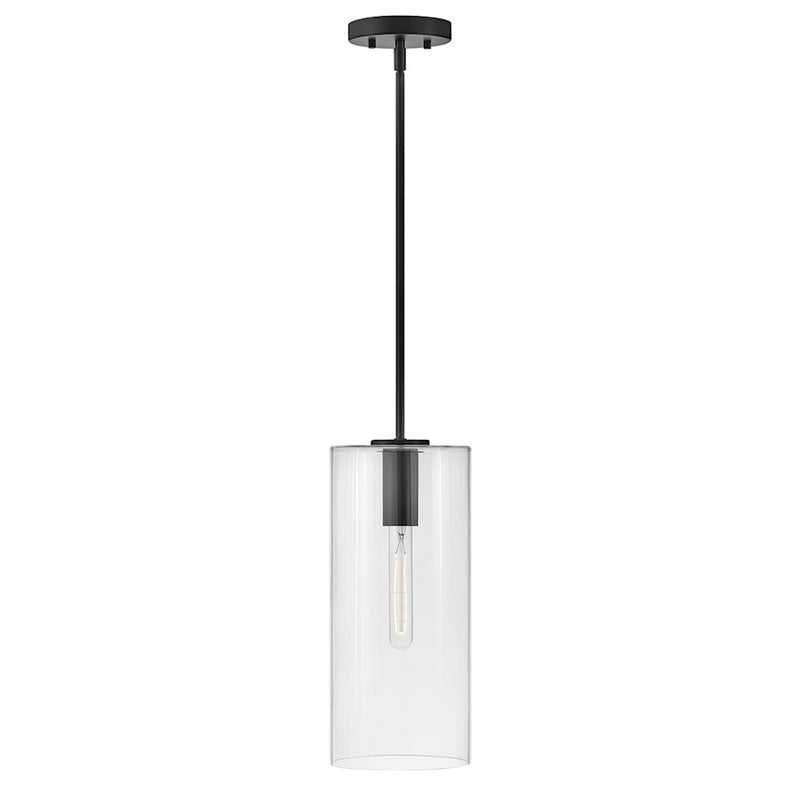 Lark Lane 7in 1-Light Pendant | Transitional Lacquered Brass Steel and Clear Glass | Kitchen Island & Dining Room | 7 x 7 x 16 in | Model 83377LCB