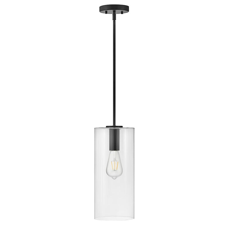 Lark Lane 7in 1-Light Pendant | Transitional Lacquered Brass Steel and Clear Glass | Kitchen Island & Dining Room | 7 x 7 x 16 in | Model 83377LCB