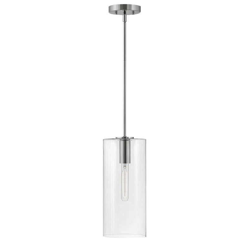 Lark Lane 7in 1-Light Pendant | Transitional Lacquered Brass Steel and Clear Glass | Kitchen Island & Dining Room | 7 x 7 x 16 in | Model 83377LCB