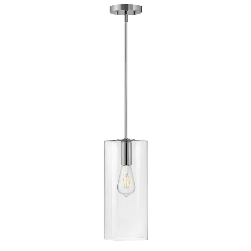 Lark Lane 7in 1-Light Pendant | Transitional Lacquered Brass Steel and Clear Glass | Kitchen Island & Dining Room | 7 x 7 x 16 in | Model 83377LCB