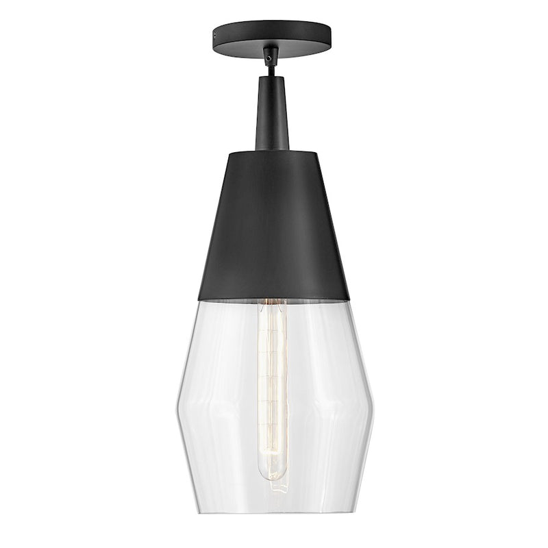 Lark Livie 8in 1-Light Pendant | Modern Black Steel and Clear Glass | Kitchen Island & Dining Room | 8 x 8 x 18 in | Model 83397BK