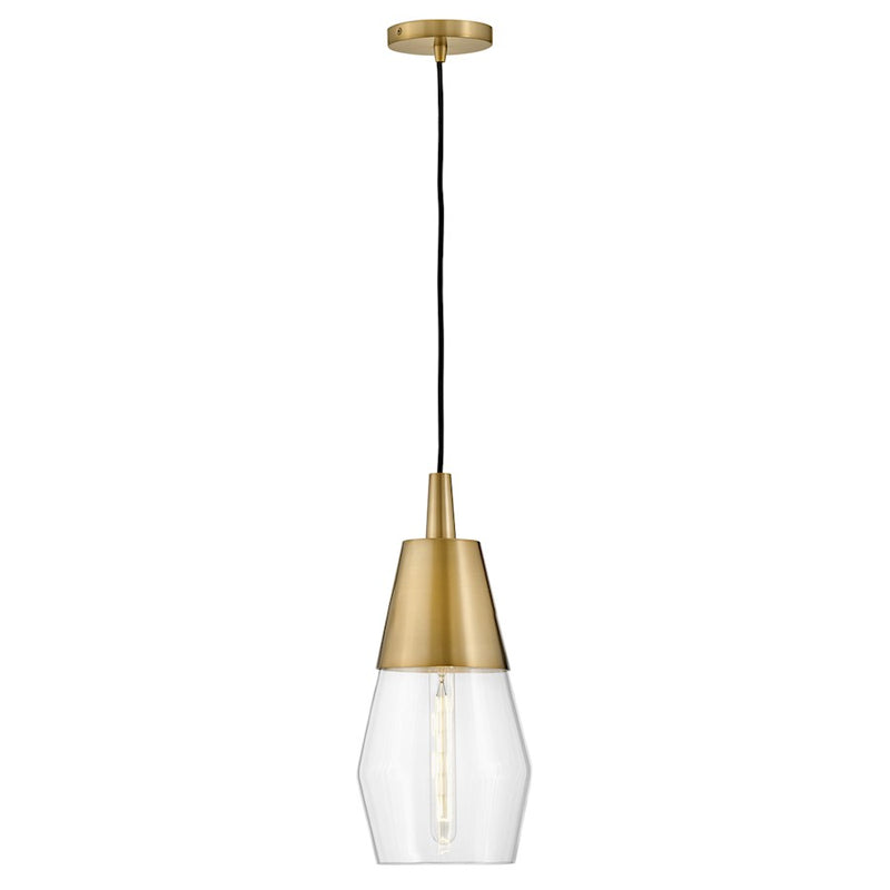 Lark Livie 8in 1-Light Pendant | Modern Black Steel and Clear Glass | Kitchen Island & Dining Room | 8 x 8 x 18 in | Model 83397BK